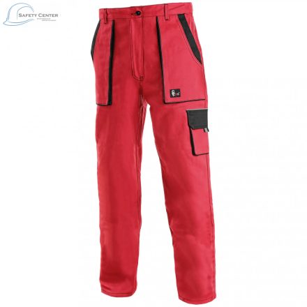 Pantaloni de lucru de talie pentru femei Canis Luxy Elena rosu-negru