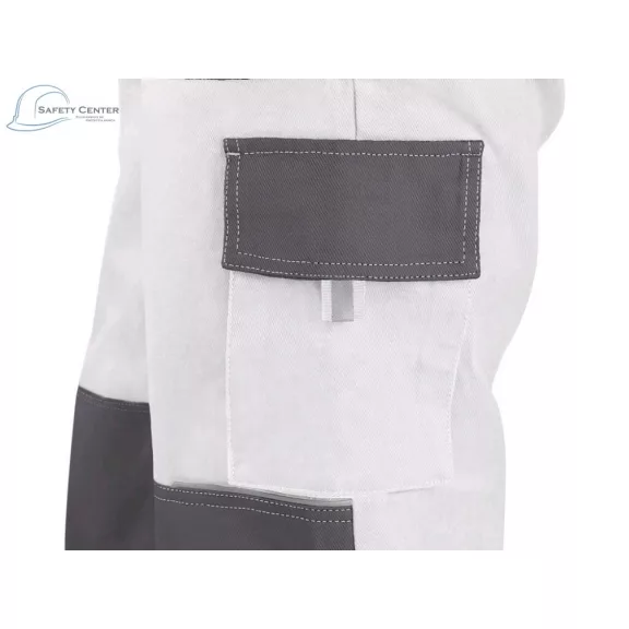 Pantaloni de lucru cu pieptar Canis Luxy Robin, alb Mărimea 46