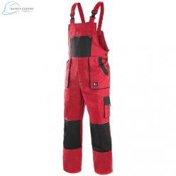 Pantaloni de lucru cu pieptar Canis Luxy Robin rosu-negru