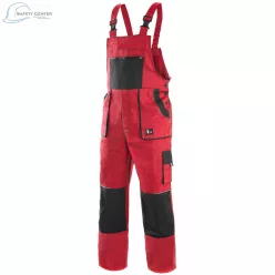 Pantaloni de lucru cu pieptar Canis Luxy Robin rosu-negru