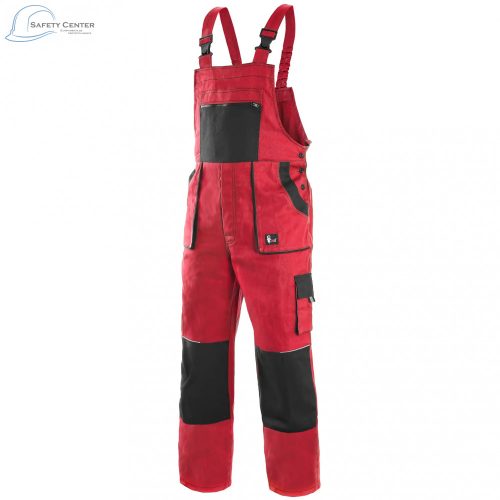 Pantaloni de lucru cu pieptar Canis Luxy Robin rosu-negru Mărimea 46