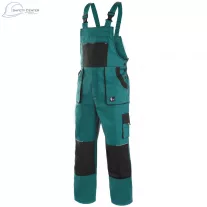 Pantaloni de lucru cu pieptar Canis Luxy Robin verde-negru