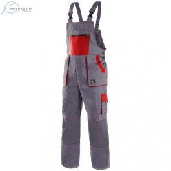 Pantaloni de lucru cu pieptar Canis Luxy Robin gri-rosu