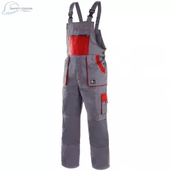 Pantaloni de lucru cu pieptar Canis Luxy Robin gri-rosu
