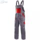 Pantaloni de lucru cu pieptar Canis Luxy Robin gri-rosu
