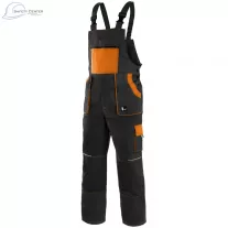   Pantaloni de lucru cu pieptar Canis Luxy Robin negru-portocaliu