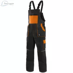   Pantaloni de lucru cu pieptar Canis Luxy Robin negru-portocaliu