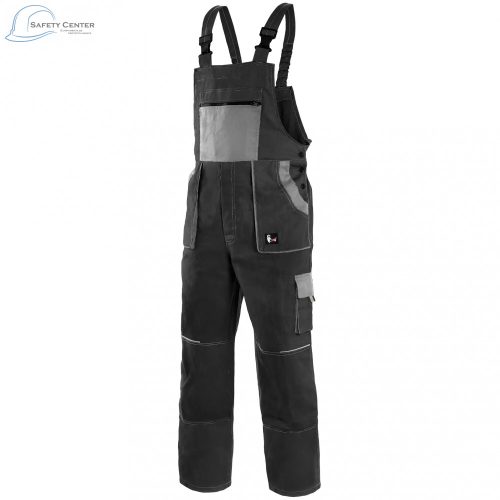 Pantaloni de lucru cu pieptar Canis Luxy Robin negru-gri Mărimea 58