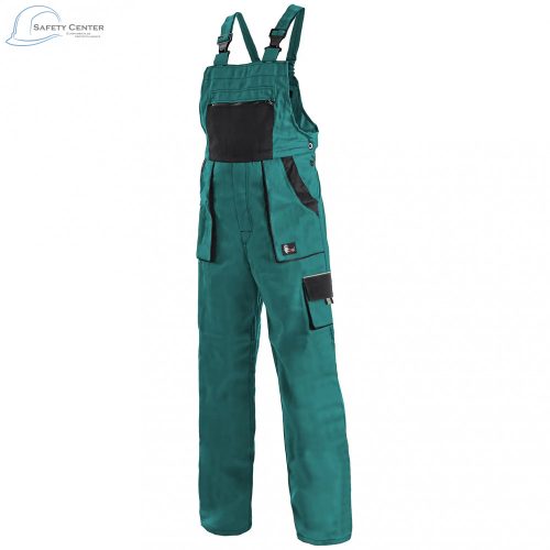 Pantaloni de lucru cu pieptar pentru femei Canis Luxy Sabina verde-negru