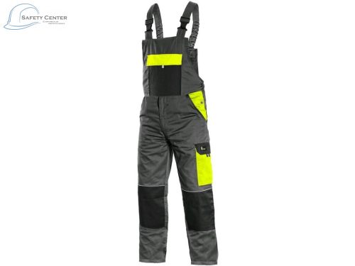 Pantaloni de lucru cu pieptar Canis Phoenix Cronos, galben-gri Mărimea 60