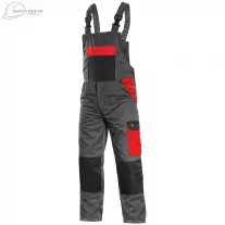 Pantaloni de lucru cu pieptar Canis Phoenix Cronos gri-rosu