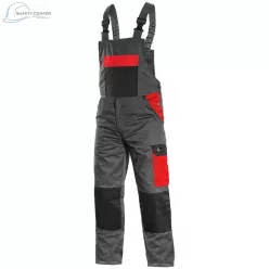 Pantaloni de lucru cu pieptar Canis Phoenix Cronos gri-rosu