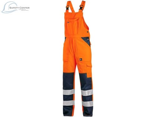 Pantaloni de lucru cu pieptar Reflectorizant Canis CXS Norwich portocaliu Mărimea 50