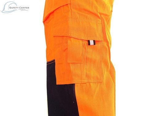 Pantaloni de lucru cu pieptar Reflectorizant Canis CXS Norwich portocaliu Mărimea 64