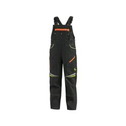   Pantaloni cu pieptar CXS GARFIELD pentru copii, culoare galben/portucaliu high-visibility (HV), cu accesorii