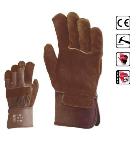 Euro Protection 140, manusi de protectie din piele spalt de bovina maro