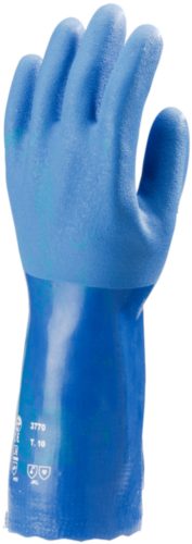 Eurotechnique 3769 manusi de protectie imersat in PVC albastru, rezistent la acizi,baze,uleiuri