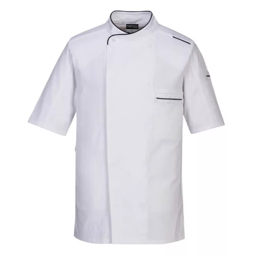 Tunică bucătar Slim Fit cu ventilație excelentă Portwest C735 Surrey Chefs S/S Alb Mărimea S