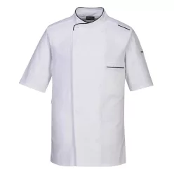   Portwest C735 Surrey Chefs S/S fehér, kiváló szellőzésű, karcsúsított szabású szakácsköpeny