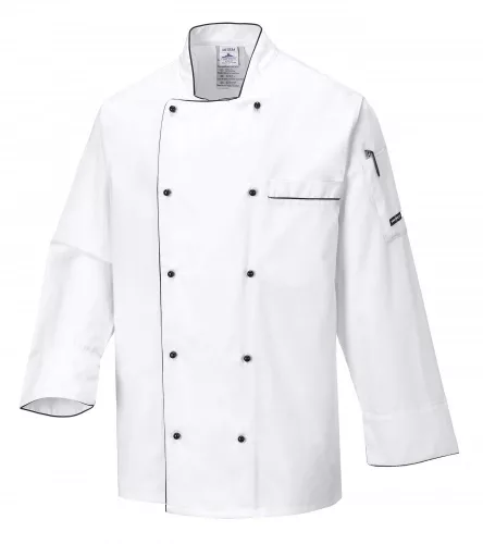 KORLÁTOZOTT KÉSZLET! A gyűrődésmentes kivitelű tunika gondozott megjelenést garantál Portwest C776 Executive Chefs Fehér S méret