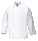 Azoknak a szakácsoknak, akik kényelmet, stílust és mozgásszabadságot keresnek: Portwest Suffolk Chefs fehér szakácsruha, XS méret