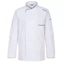   Portwest C835 Surrey Chefs hosszú ujjú, hónaljnál hálós anyaggal ellátott szakácsköpeny, fehér, S-es méret