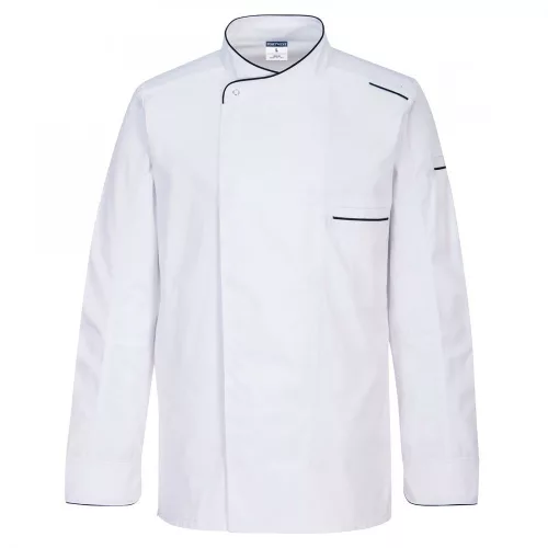 Portwest C835 Surrey Chefs hosszú ujjú, hónaljnál hálós anyaggal ellátott szakácsköpeny, fehér, S-es méret