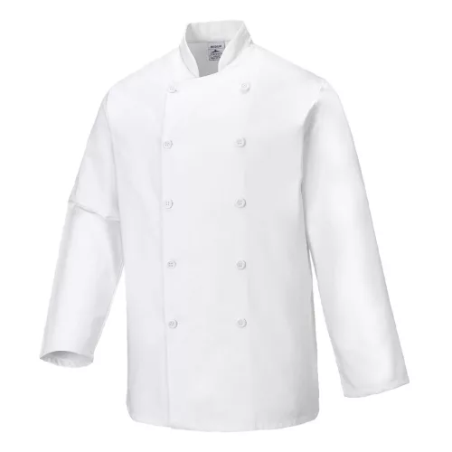 A szakácsköpeny, amit minden nap viselni akarsz majd: Portwest Sussex Chefs L/S Fehér, XS méret