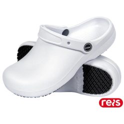   Papuci tip Crocs din spumă EVA de culoare ALBĂ, marca REIS BCREN
