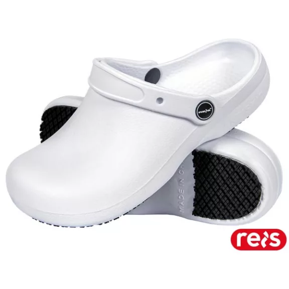 Papuci tip Crocs din spumă EVA de culoare ALBĂ, marca REIS BCREN Papuci tip Crocs din spumă EVA de culoare ALBĂ, marca REIS BCREN