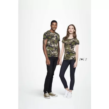 Sol's SO01187 CAMO WOMEN ROUND COLLAR T-SHIRT