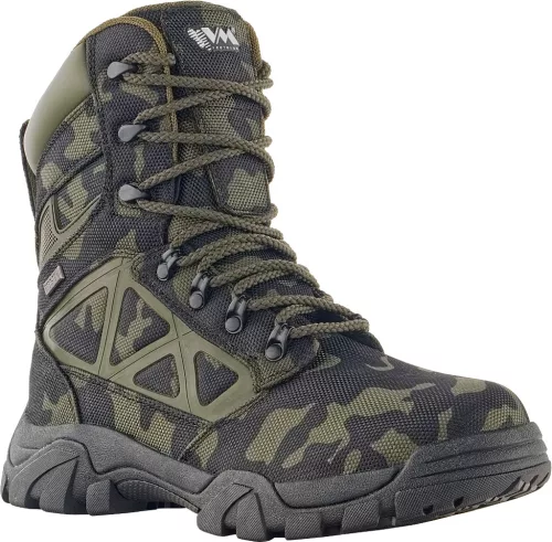 Bocanci de pază și protecție, fără bombeu, hidrofobă, impermeabilă, cu design camuflaj VM Nottingham O2 CI WR SRC